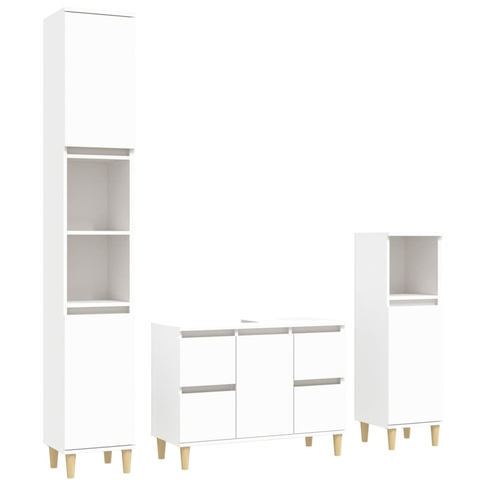 Ensemble de meubles salle de bain 3 pcs blanc bois d'ingénierie