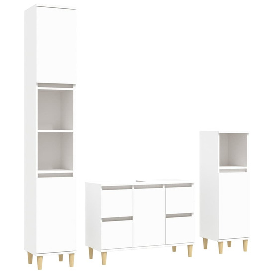 Ensemble de meubles salle de bain 3 pcs blanc bois d'ingénierie