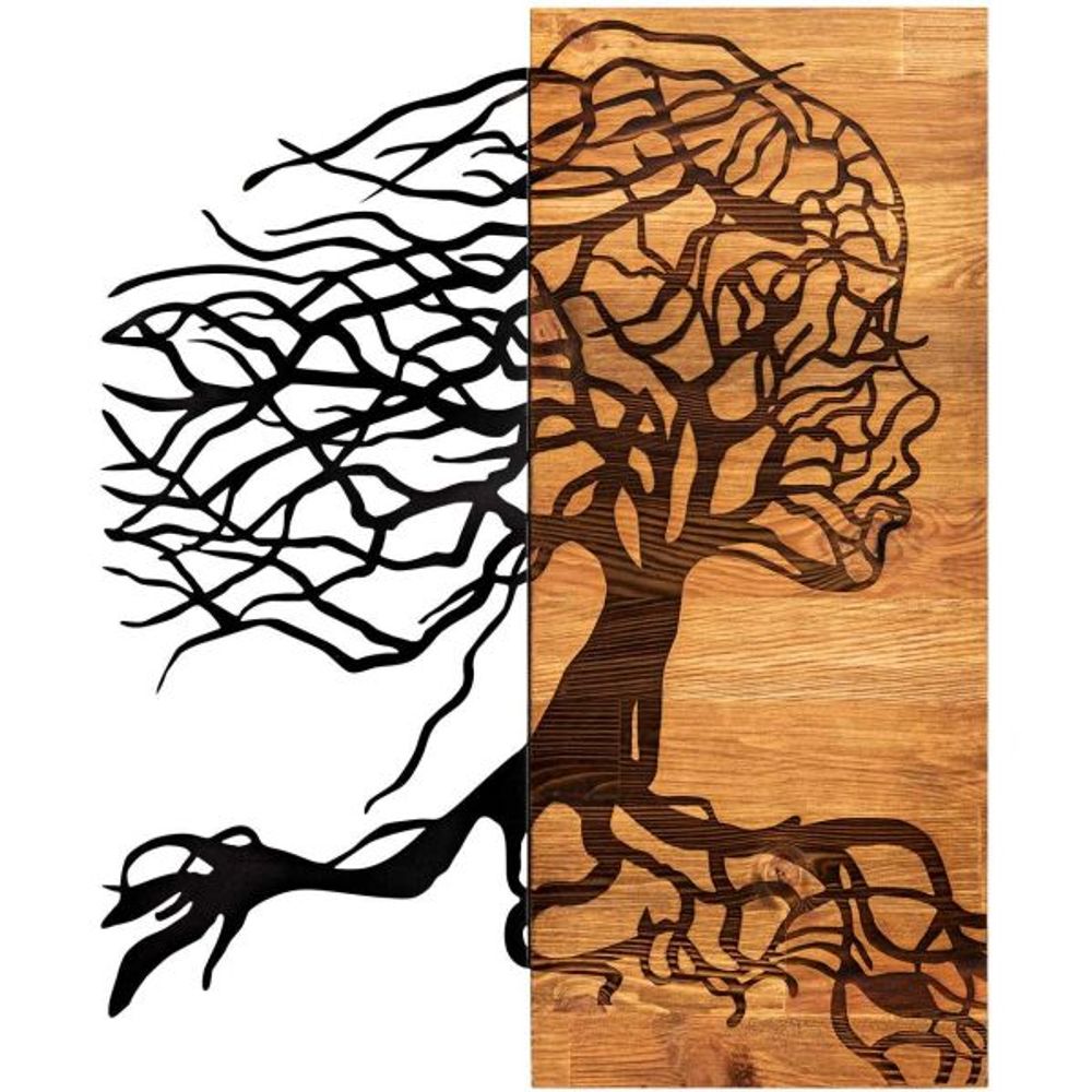 Décoration murale en métal et bois arbre modèle 10