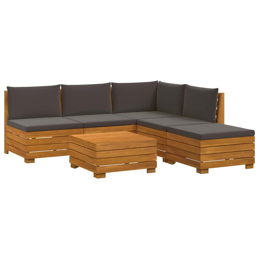 6 pc ensemble de canapés d'extérieur bois d'acacia massif
