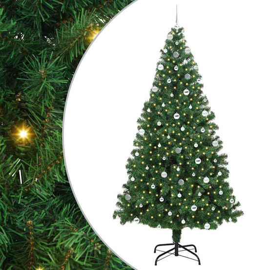 Sapin de noël artificiel vert 240 cm pvc, acier et plastique
