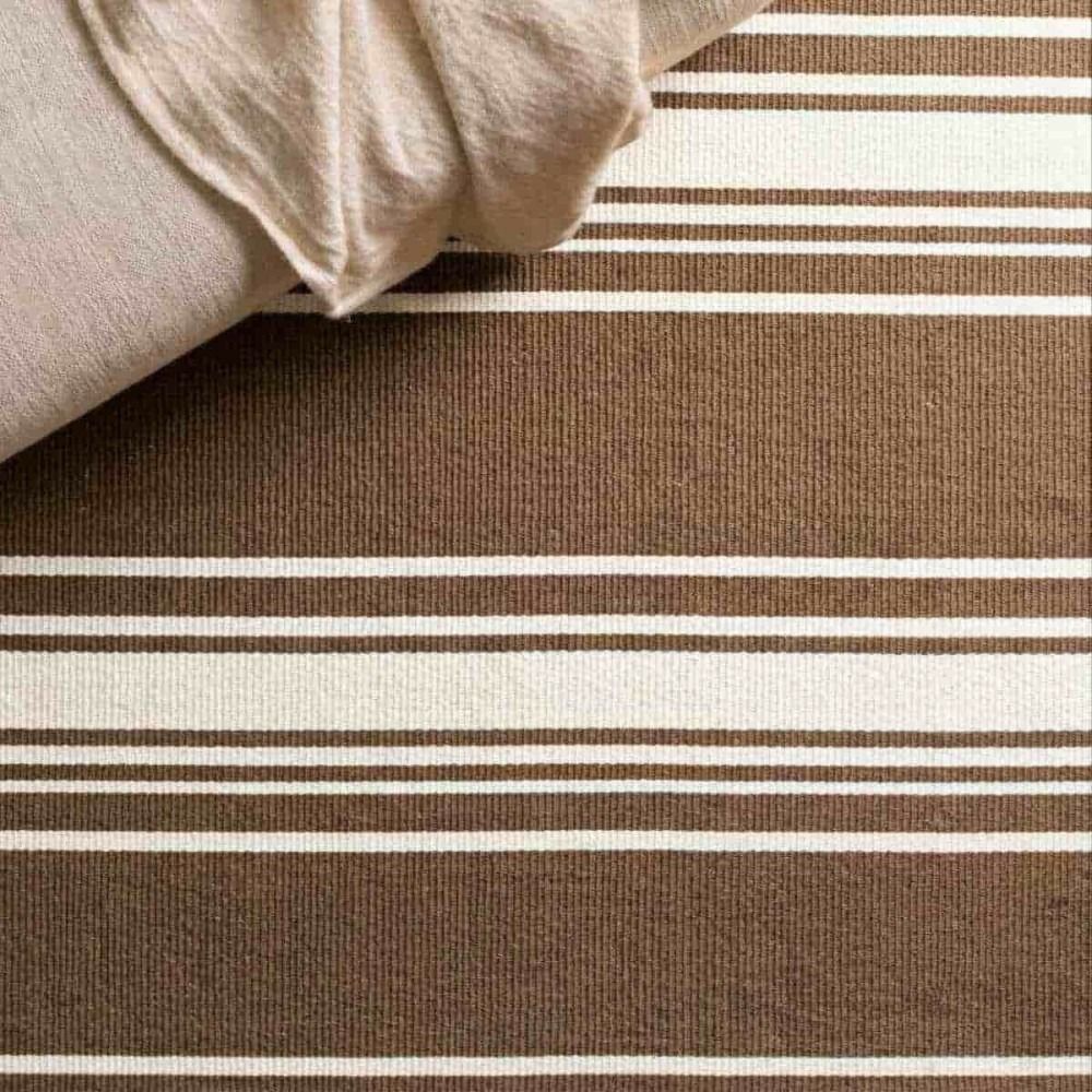 Tapis rayé marron et blanc 120x160cm