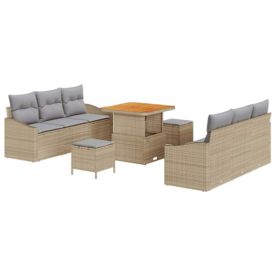 Ensemble de canapé de jardin 9 pcs beige et gris clair