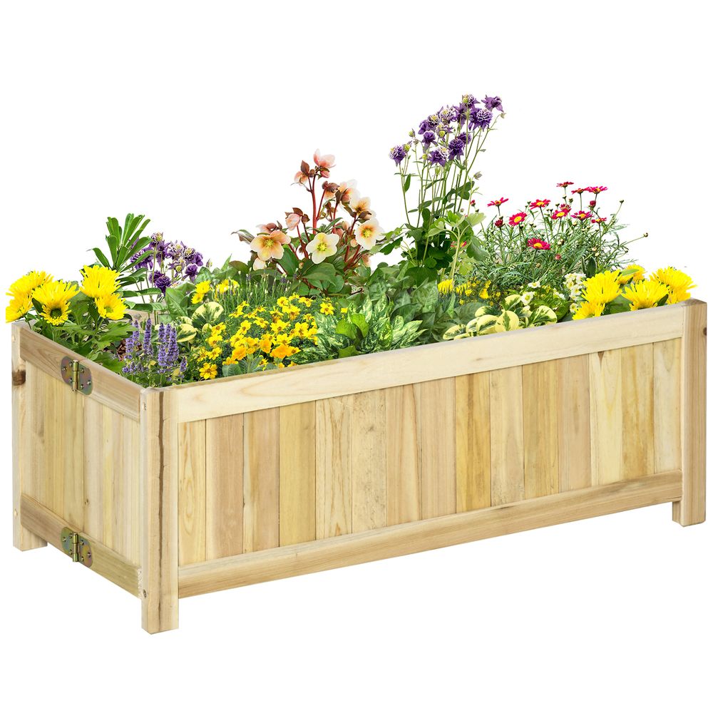 Jardinière surélevée bois sapin extérieur balcon fond drainant 70x30cm