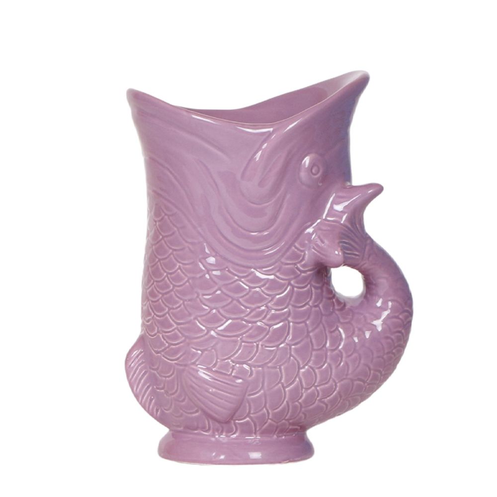 Cache-pot céramique forme poisson - touche ludique et marine - pot de 9cm - lilas