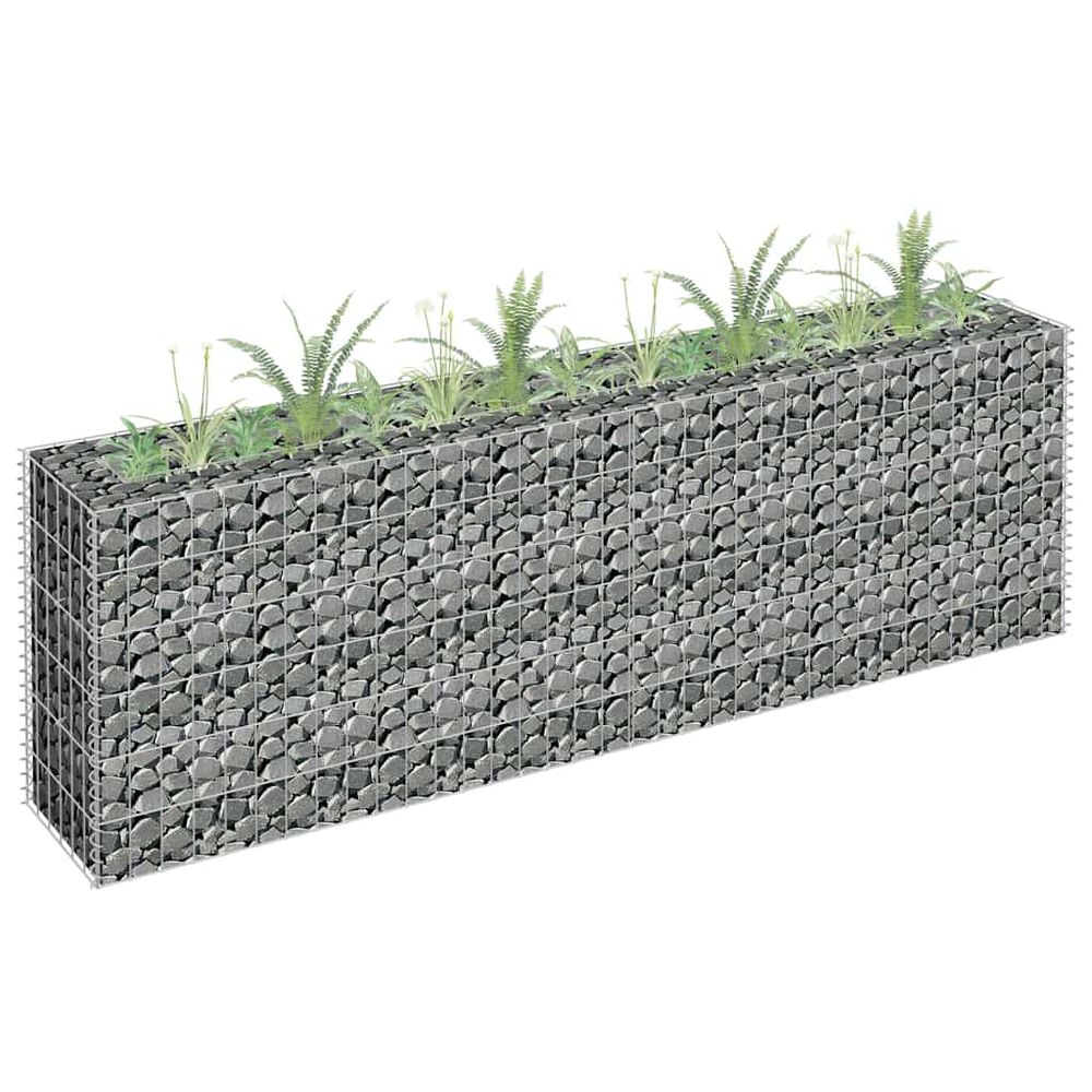 Jardinière gabion rectangulaire acier galvanisé robuste remplissage pierres déco jardin argent 180x30x60cm