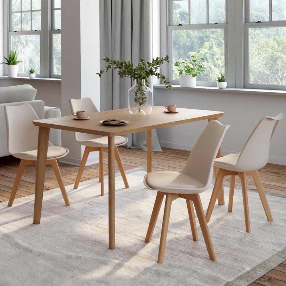 Lot de 4 chaises scandinaves sara beige pour salle à manger