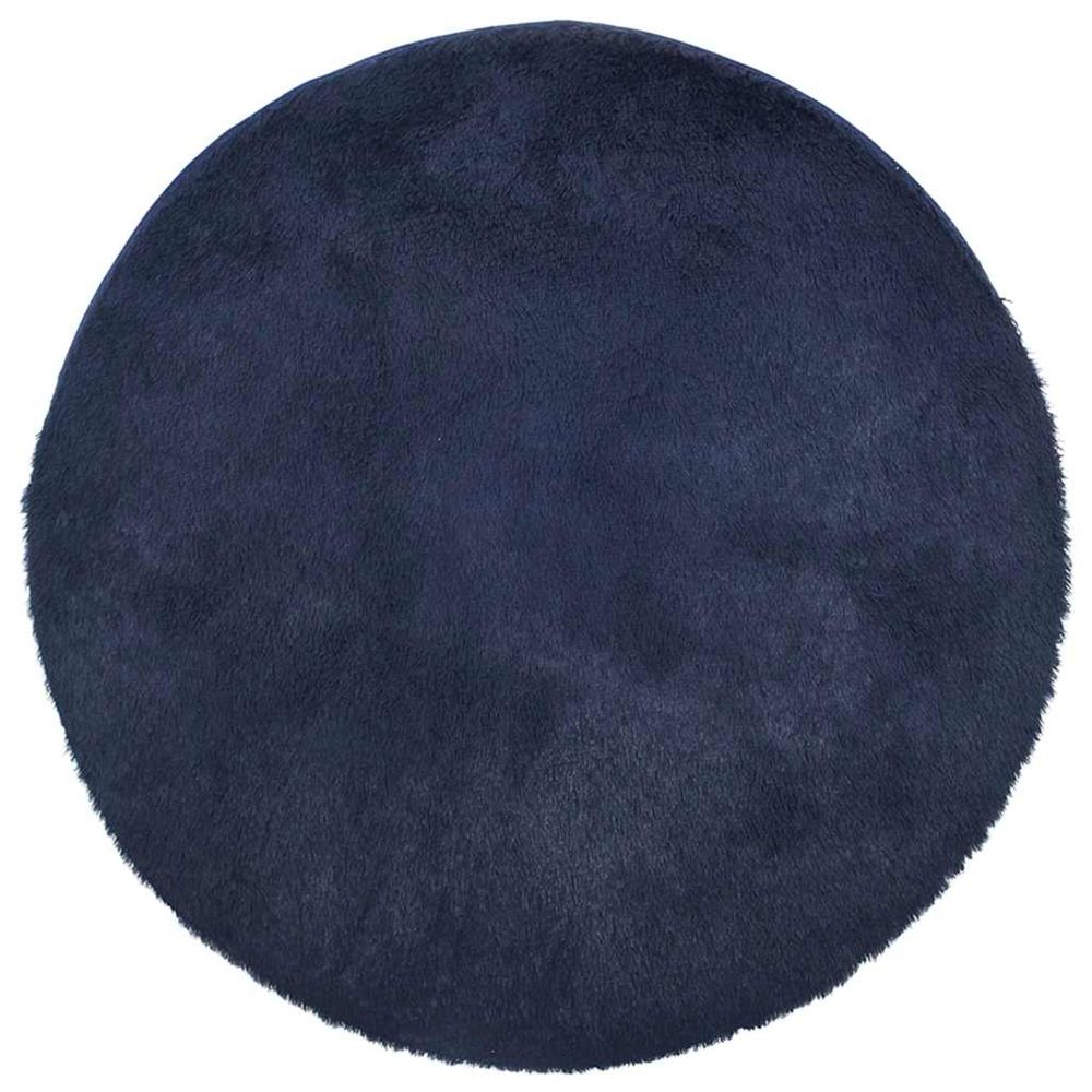 Tapis shaggy à poils longs navarra bleu marine 100x100 cm