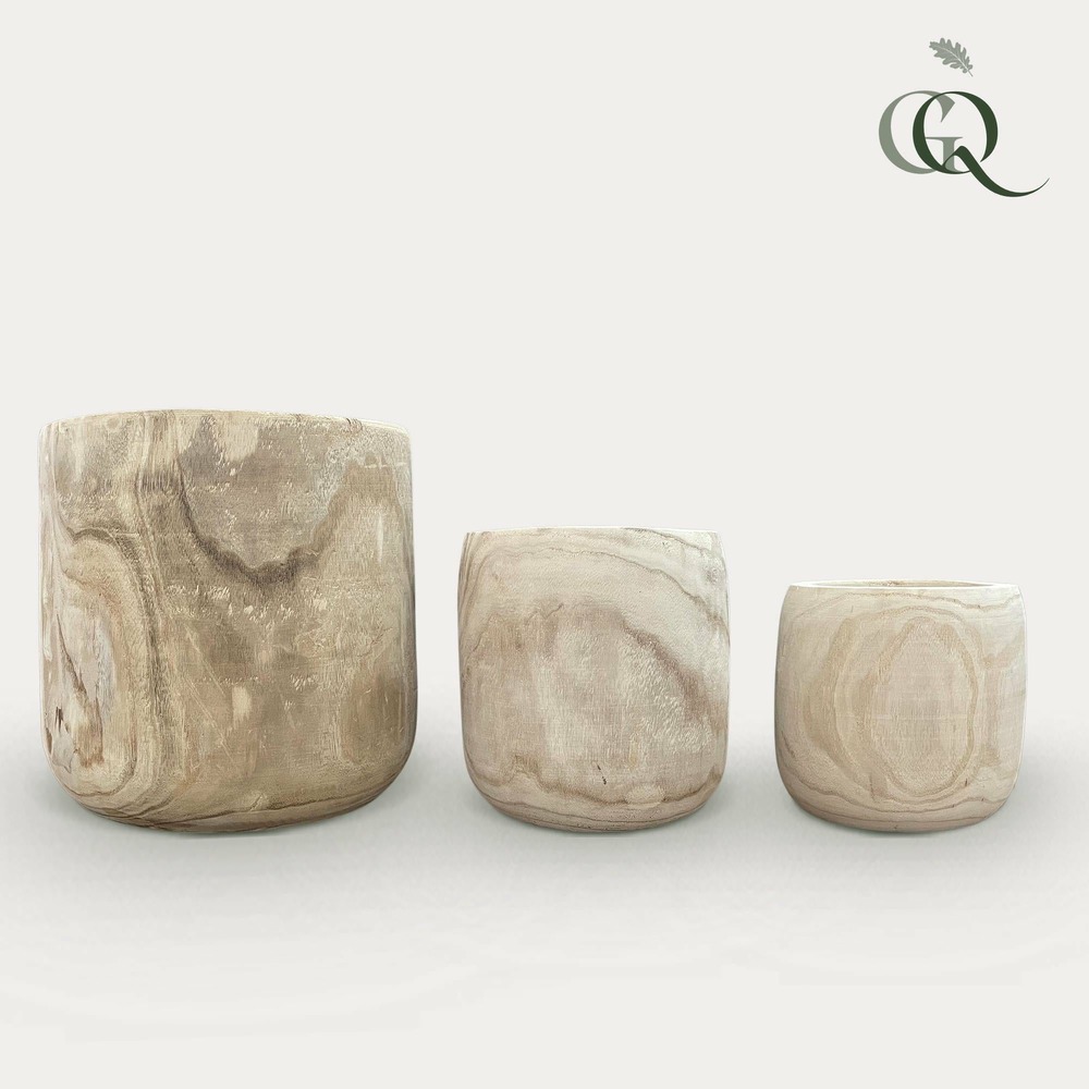 Pot - pia en bois clair - set de 3 tailles m, l, xl