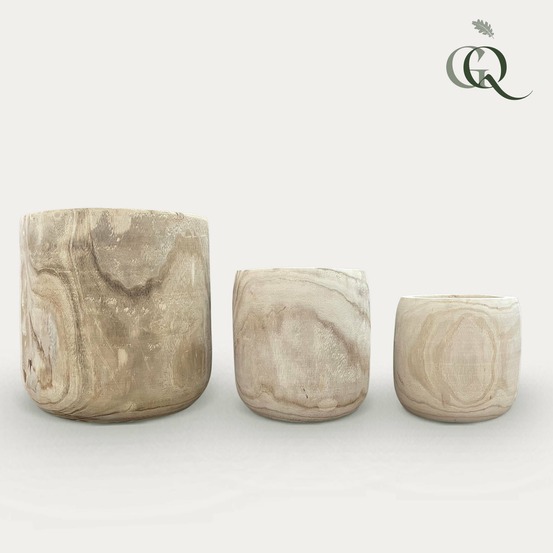 Pot - pia en bois clair - set de 3 tailles m, l, xl