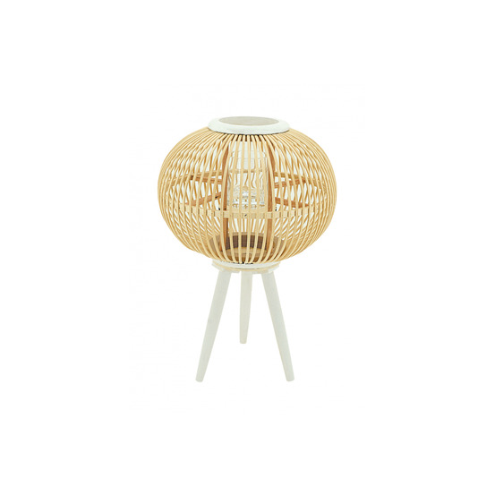 Lanterne sur pied en moëlle de rotin et pin