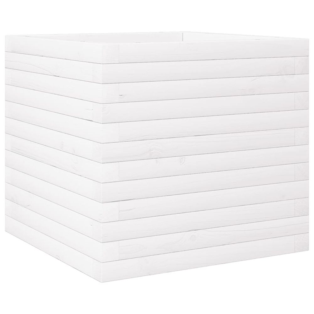 Jardinière d'extérieur blanc 50x50x46 cm bois de pin massif