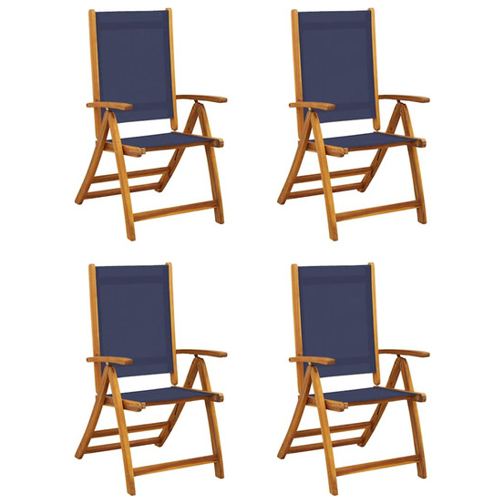 Chaises pliables de jardin lot de 4 bois d'acacia et textilène