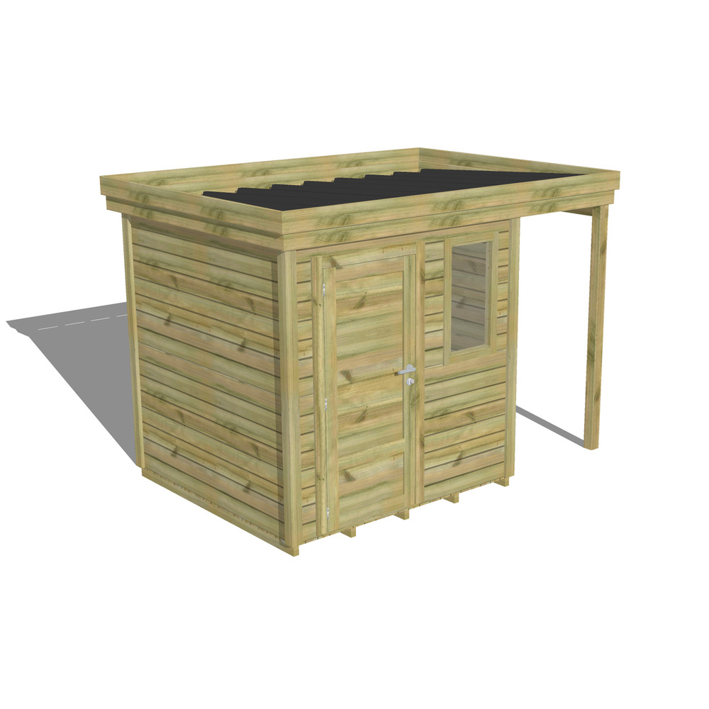 Abri de jardin bois pin traité autoclave 27mm - 3,14x2,14m / 7m2 - bac acier - plancher bois