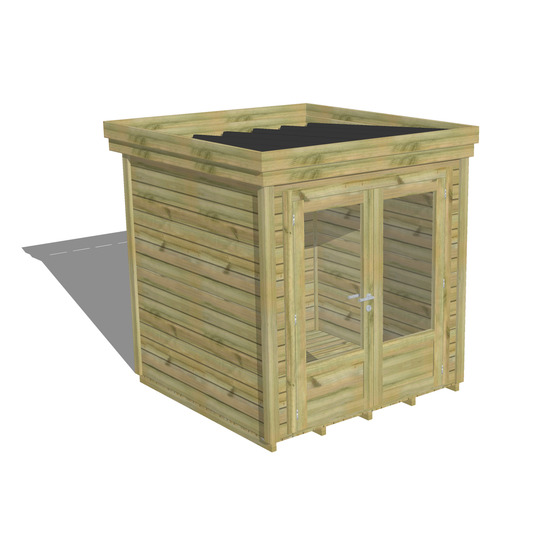 Abri de jardin bois pin traité autoclave 27mm - 2,14x2,14m / 5m2 - bac acier - plancher bois