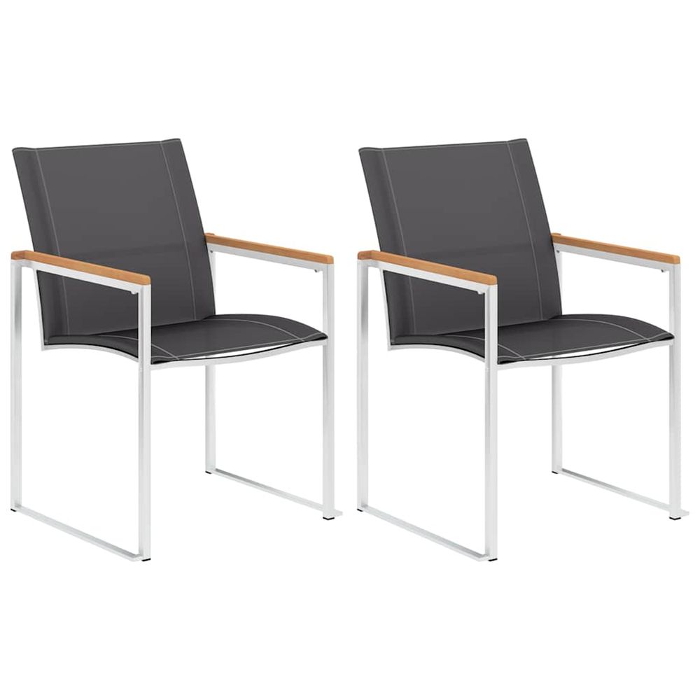 Chaises de jardin lot de 2 textilène et acier inoxydable gris