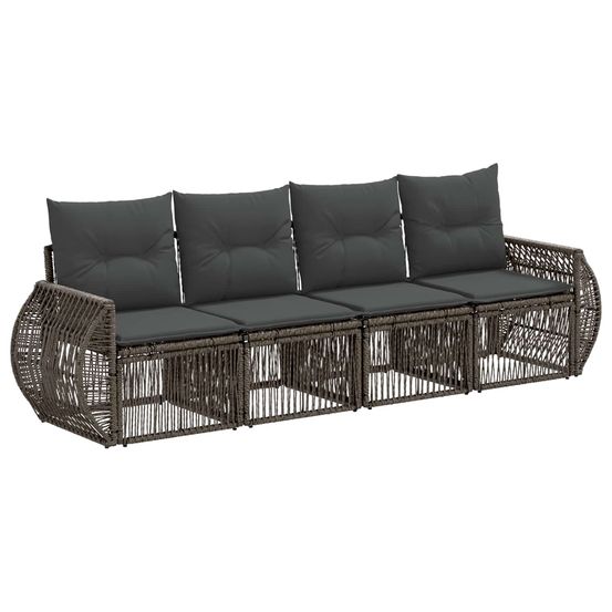 Ensemble de canapé de jardin 4 pc gris et gris foncé polyrotin