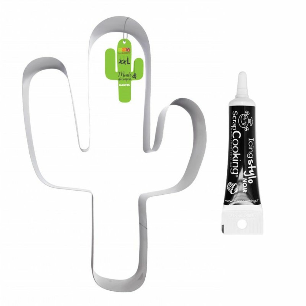 Moule découpoir xxl cactus + stylo de glaçage noir