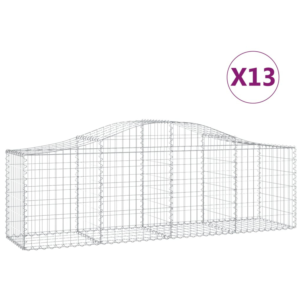 Paniers à gabions arqués 13 pcs 200x50x60/80 cm fer galvanisé