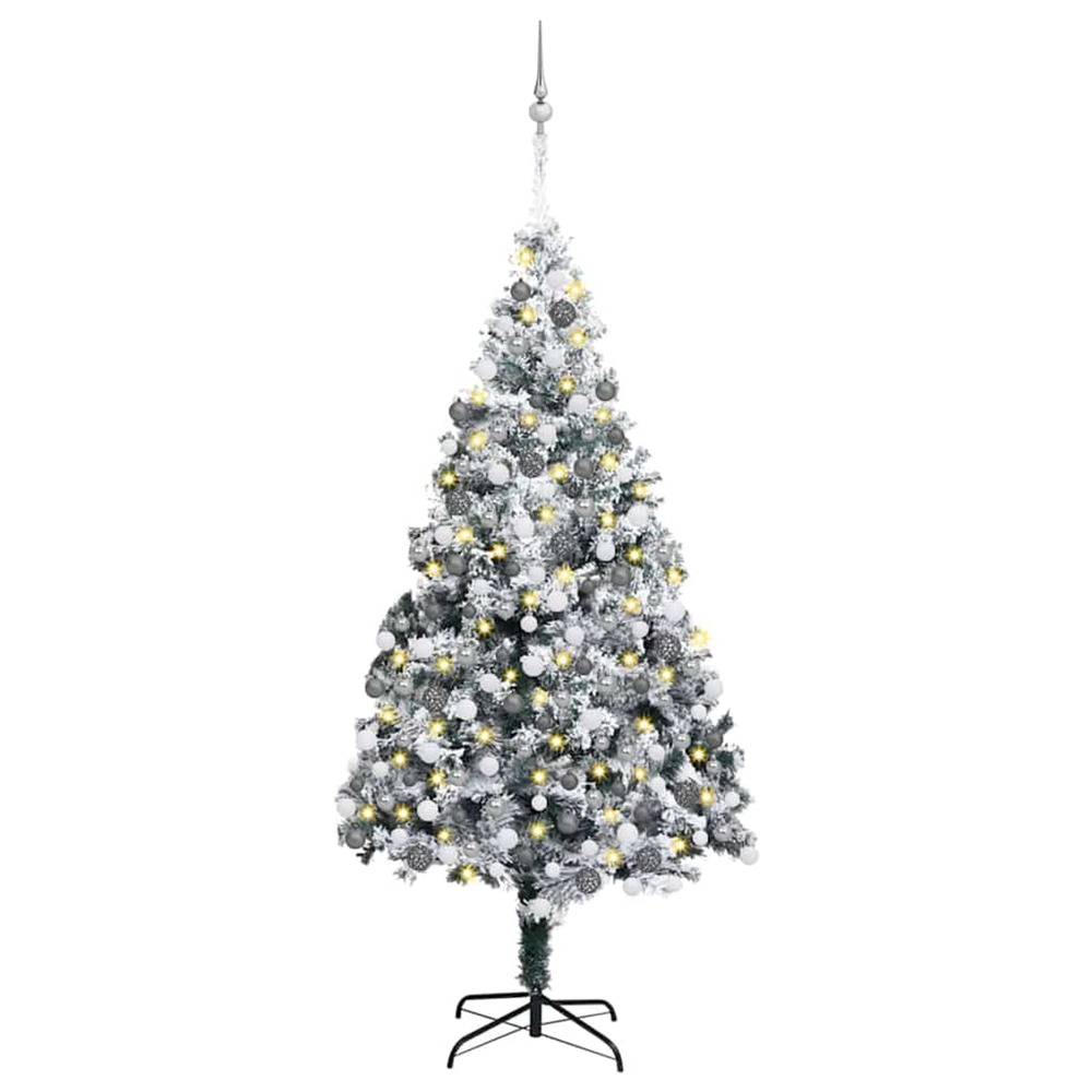 Sapin de noël artificiel blanc 180 cm pvc, acier et plastique