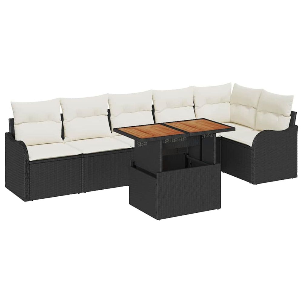 Ensemble de canapé de jardin 7 pc noir poly rotin