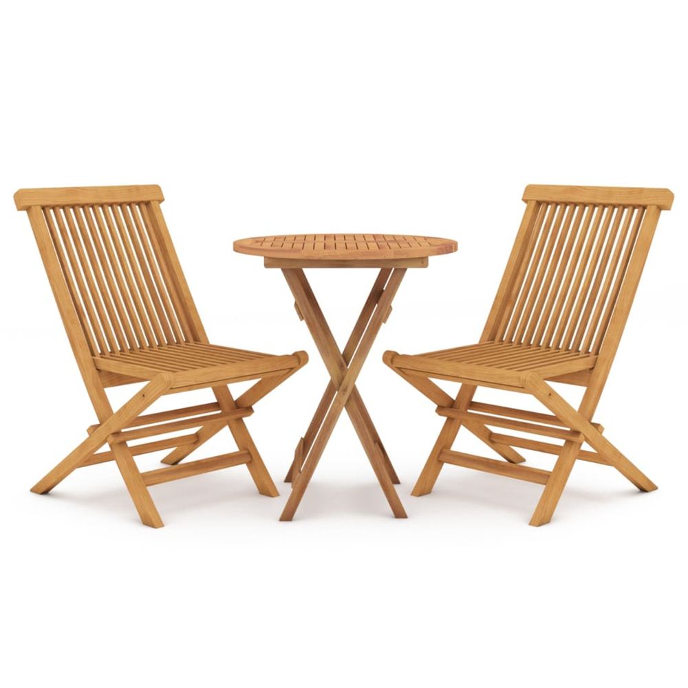 Ensemble à manger de jardin 3 pcs bois de teck massif