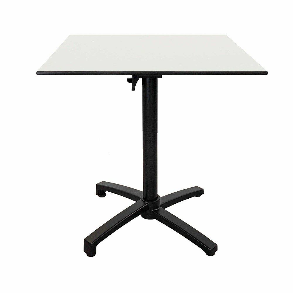 Restootab - table pliable pour terrasse en compact hpl blanc 70x70