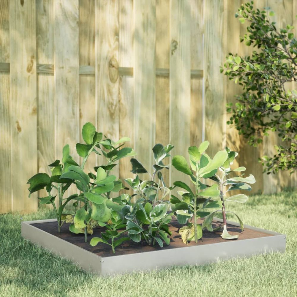 Carré potager inox pour jardin moderne 100x100x18,5 cm argenté