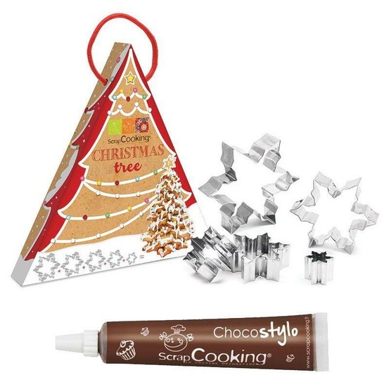 Coffret mon sapin de noël en biscuit + 1 stylo chocolat