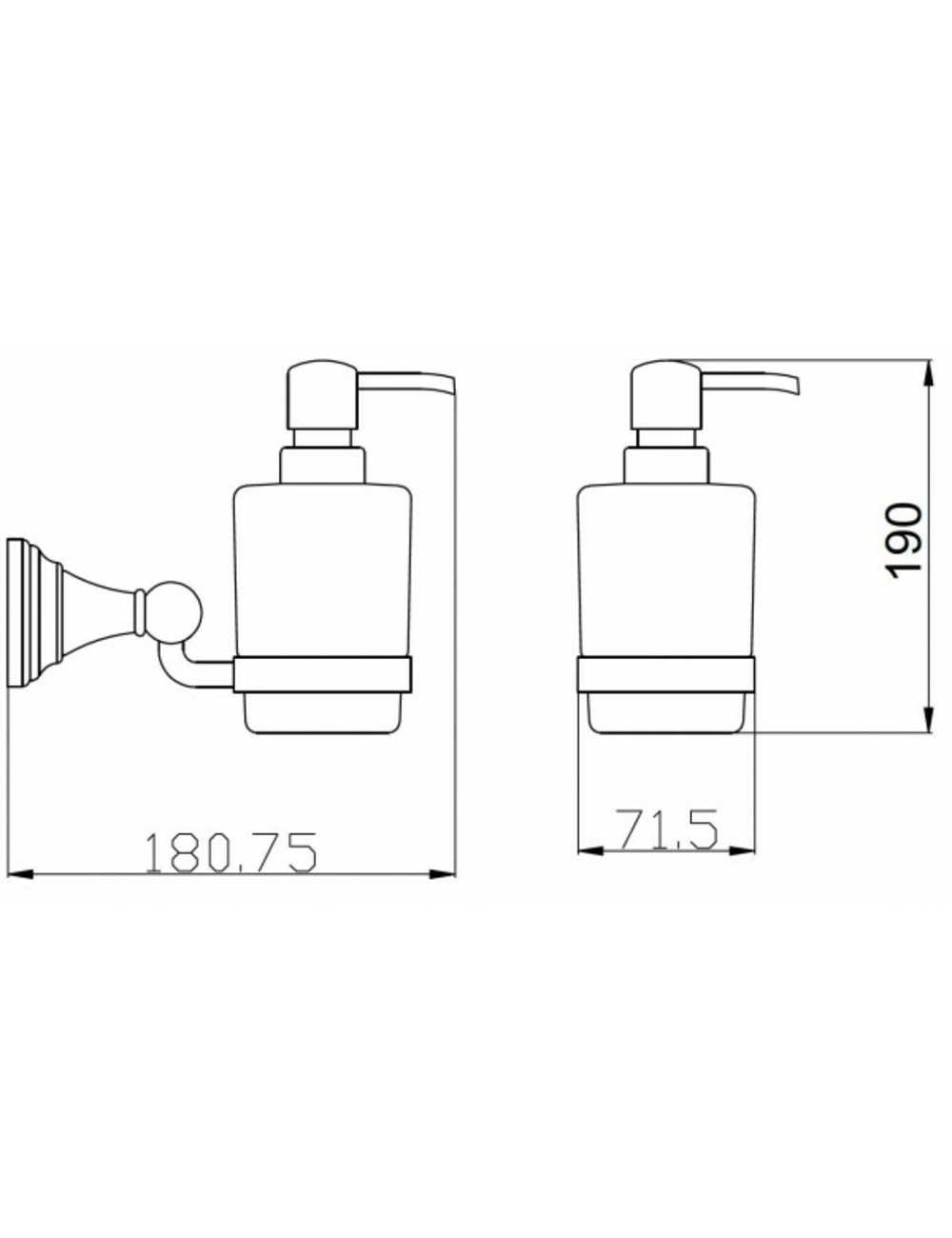 Distributeur de savon rétro morava en laiton noir et céramique 18,1x7,15 x19 cm