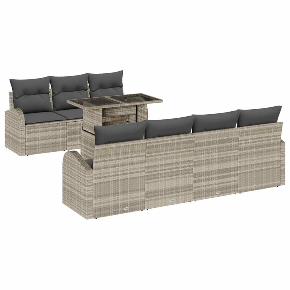 Ensemble de canapé de jardin 8 pcs gris clair poly rattan