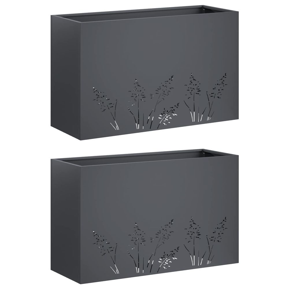 Cache-pot de jardin 2 pc anthracite 80 x 30 x 49 cm