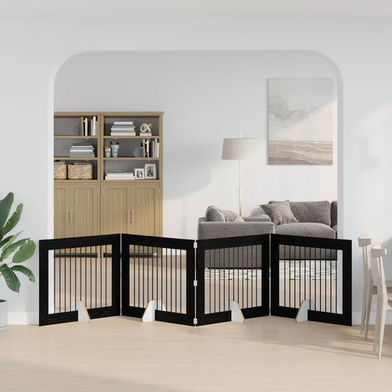 Barrière pour chien bois ingénierie intérieur pliable modulable 401cm chêne noir