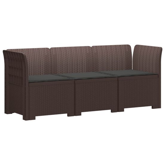 Canapé de jardin 3 places avec coussins look rattan pp marron