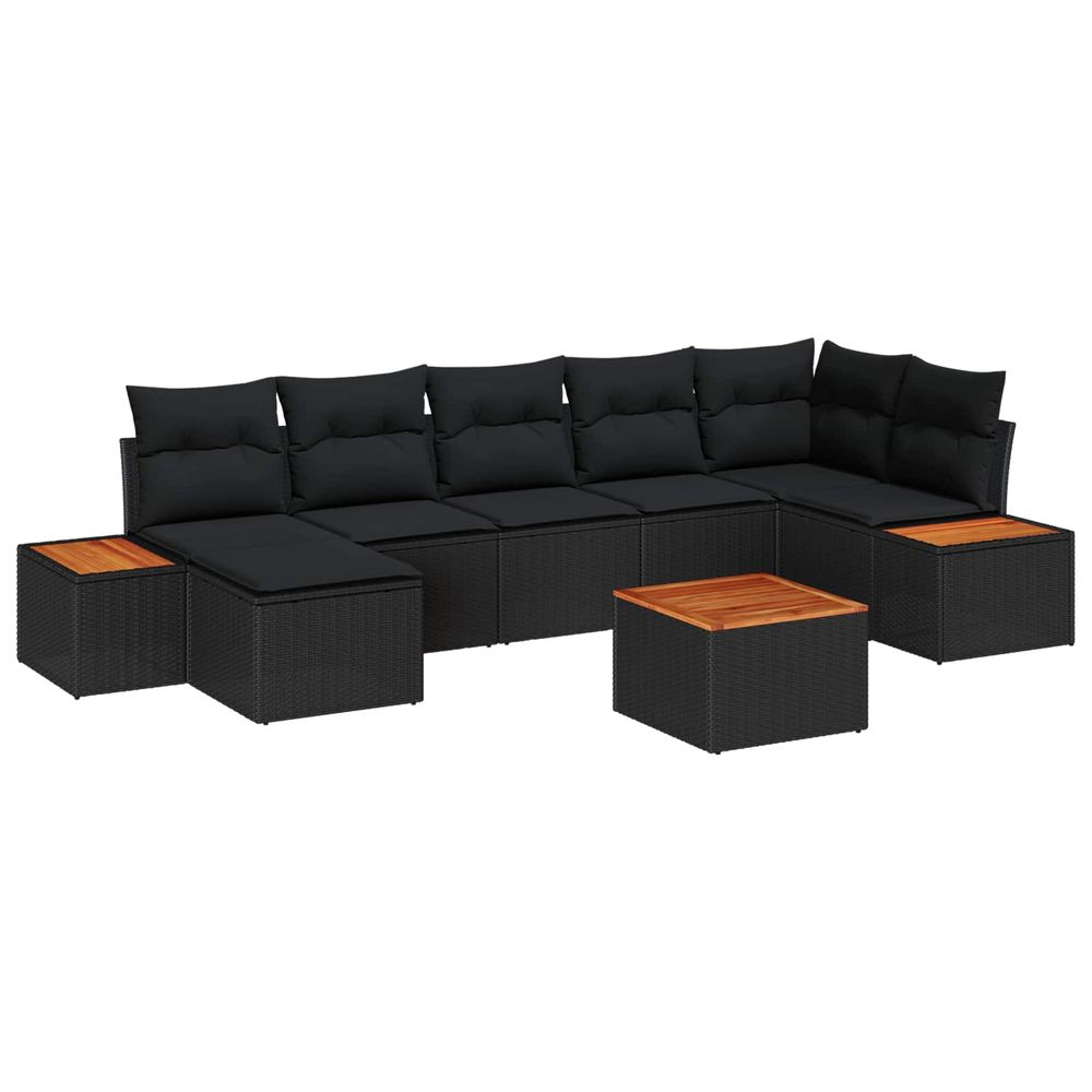 Ensemble de canapé de jardin 8 pc noir poly rotin