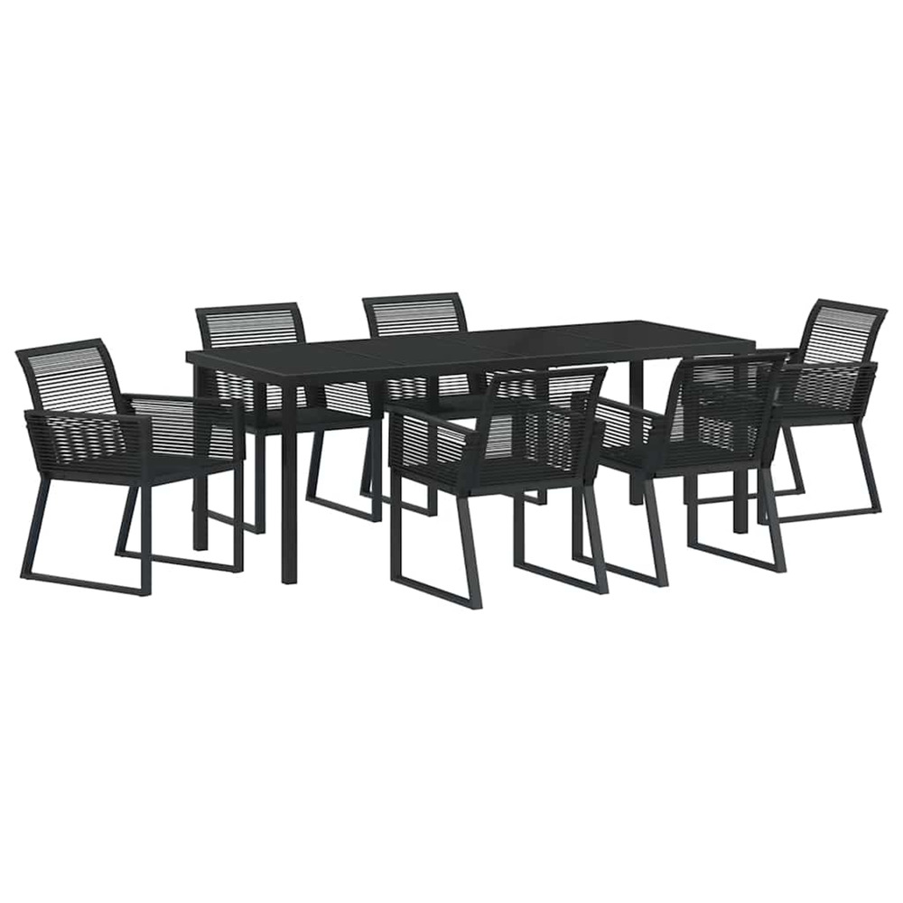 Ensemble de salle à manger pour jardin 7 pcs noir