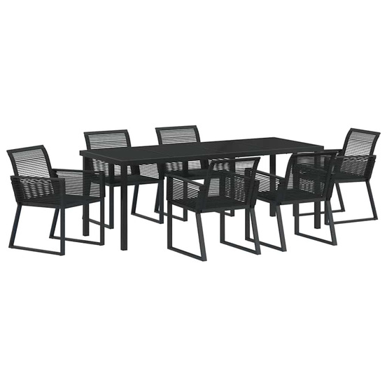Ensemble de salle à manger pour jardin 7 pcs noir