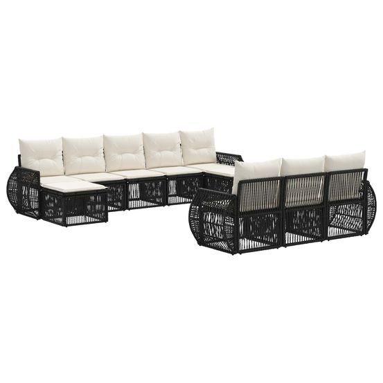Ensemble de canapé de jardin 10 pc noir et blanc crème