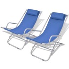 Chaises inclinables de terrasse 2 pcs acier bleu