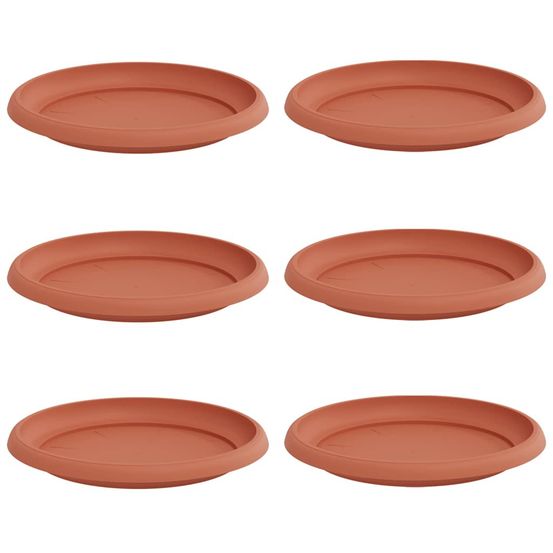 Plateau à fleurs rond 6 pc rouge brique ø 21,5 x 2,5 cm
