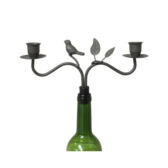 Bougeoir bouteille 2 supports en métal marron 22.5 x 16.5 cm