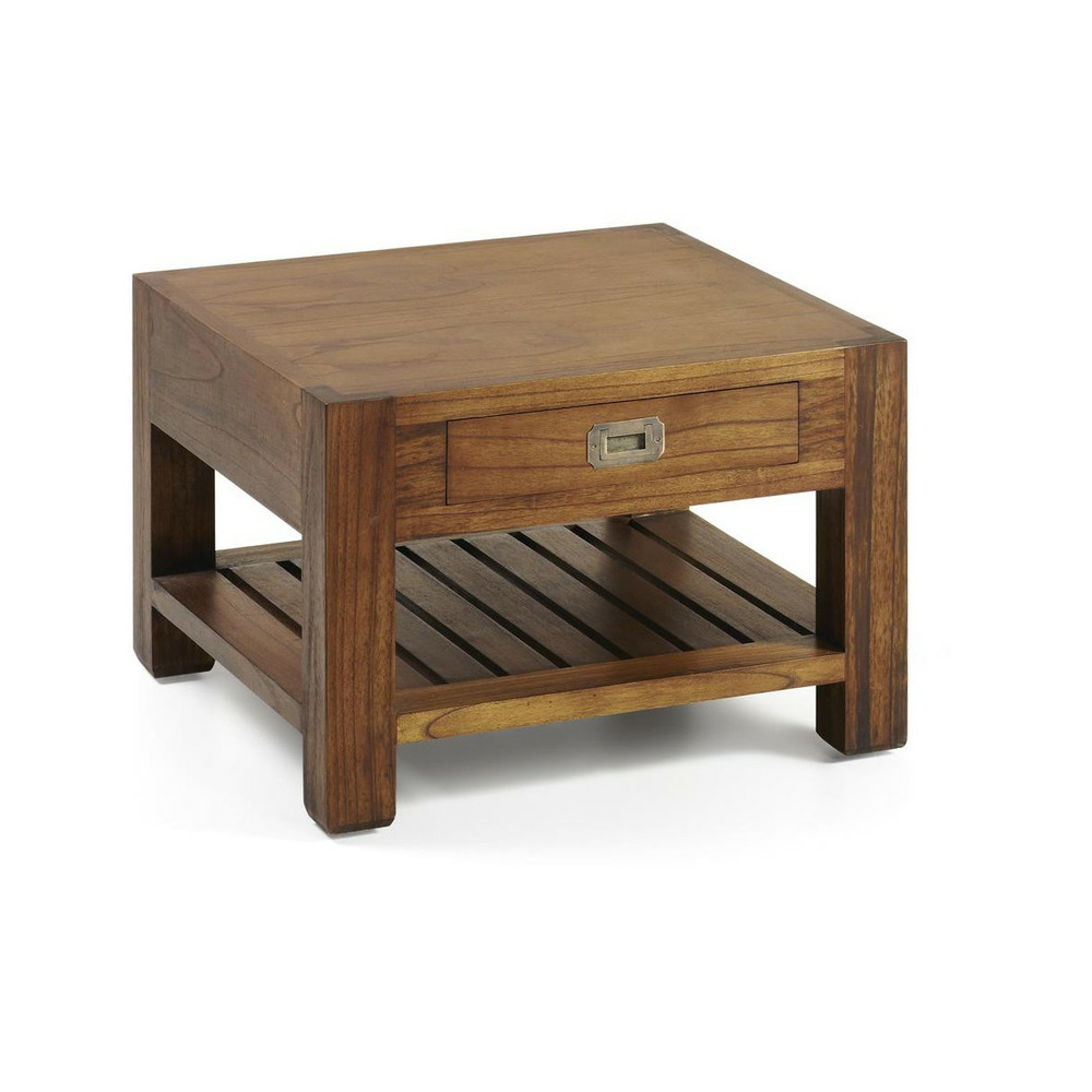 Table basse 1 tiroir bronze bois marron - onéline décoration d'autrefois