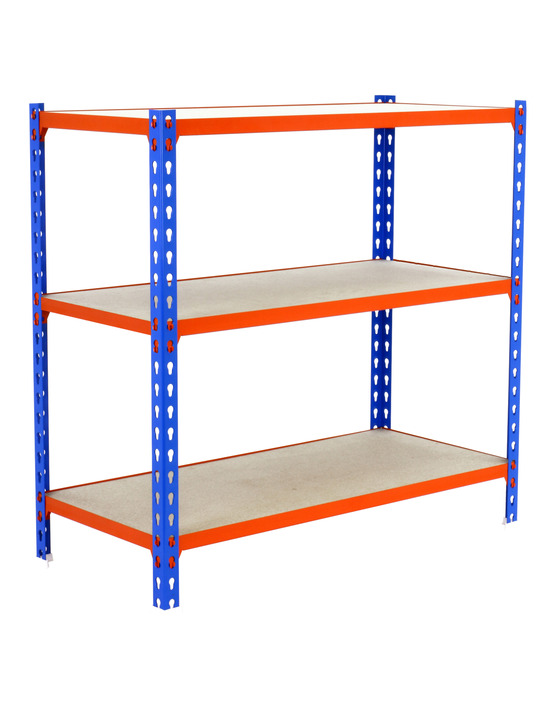 Etagère légère sans vis maderclick superplus 3/500 1000 bleu/orang/bois bleu/orange/bois 1000x1100x500 - simonrack