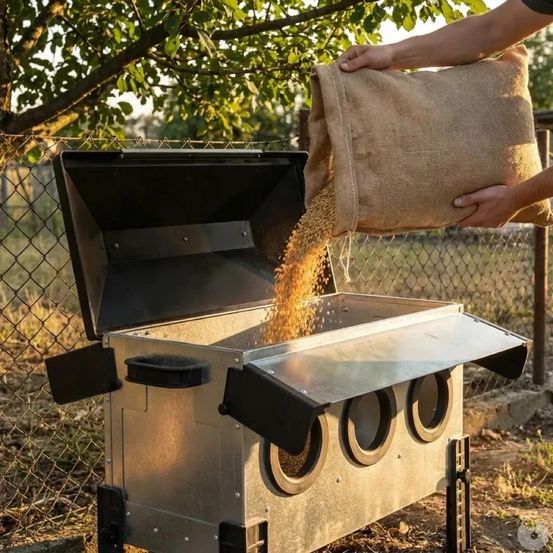 Mangeoire robust® pour volailles - 18kg - acier galvanisé avec couvercle anti-pluie
