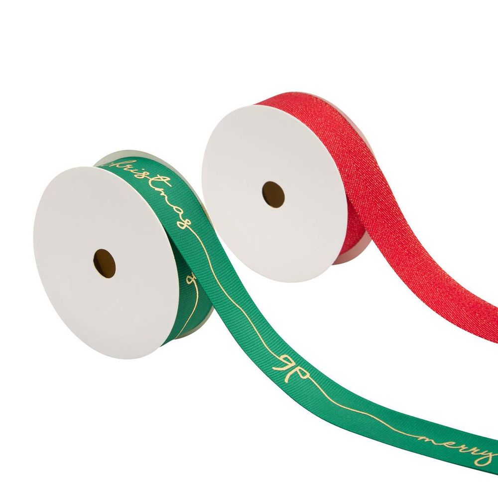 Ruban de noël textile imprimé 25 mm x 3 m