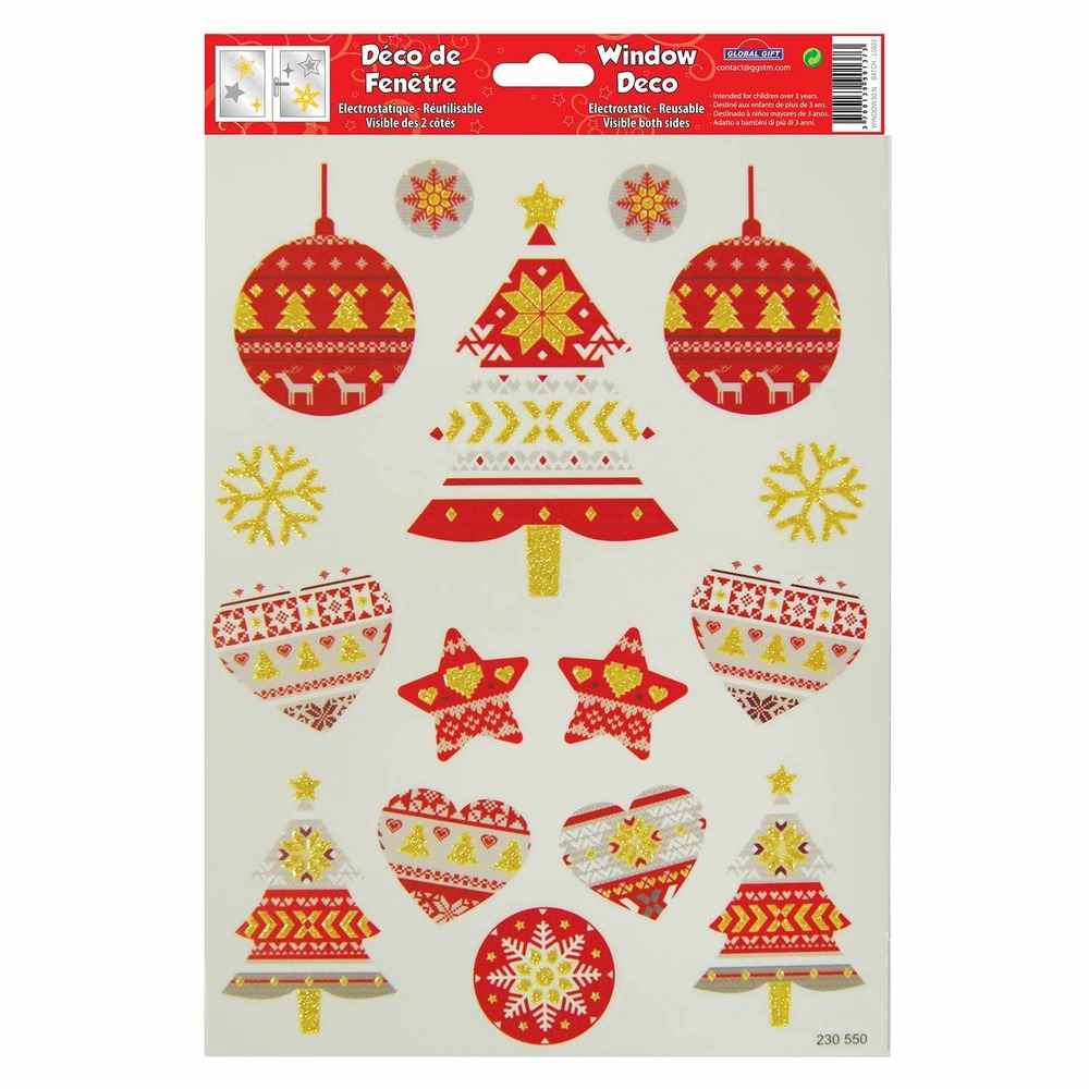 Décoration de fenêtre électrostatique - pulls de noël