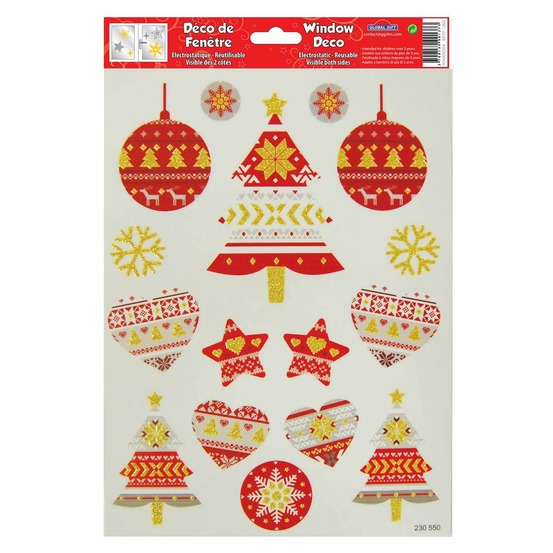 Décoration de fenêtre électrostatique - pulls de noël