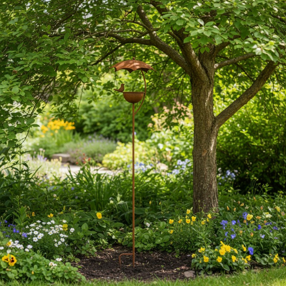 Mangeoire oiseaux fer à planter 22x120cm