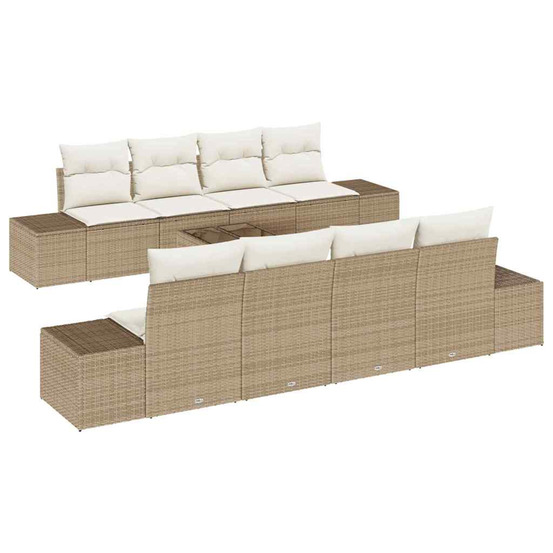 Ensemble de canapé de jardin 8 pcs beige et crème polyrotin