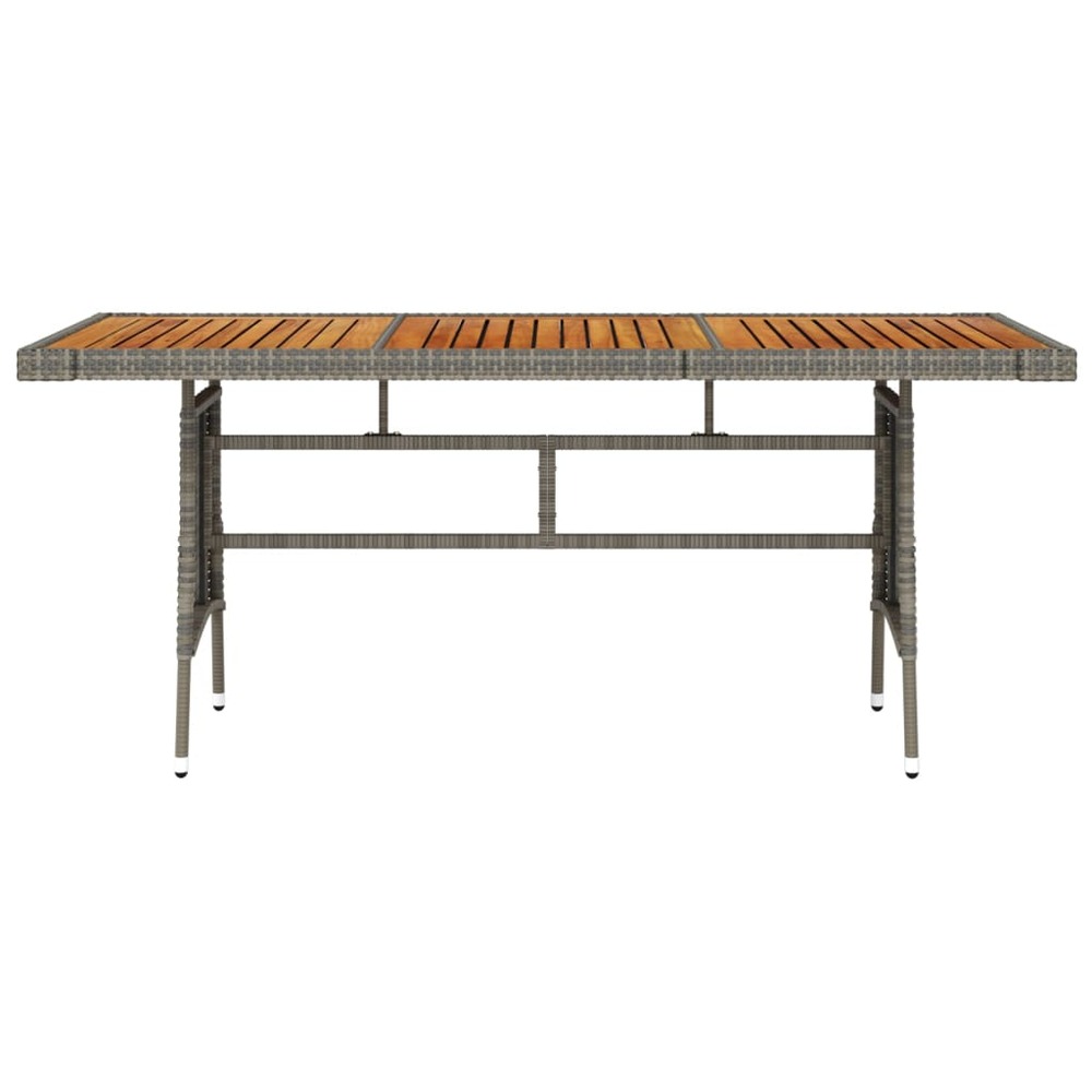 Table de jardin gris 160x70x72 cm résine tressée et acacia